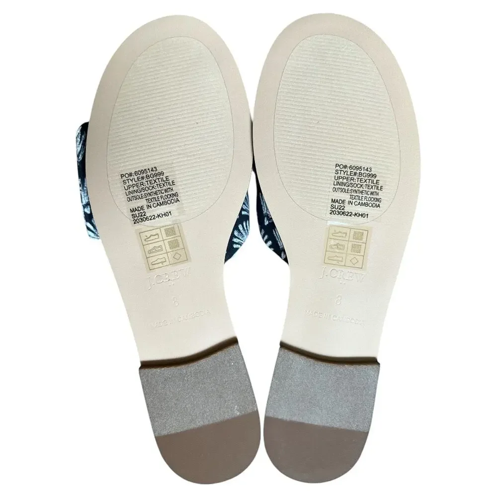 J.Crew Black Ivory Printed Knot Slide Sandals, US8 SRP: $80